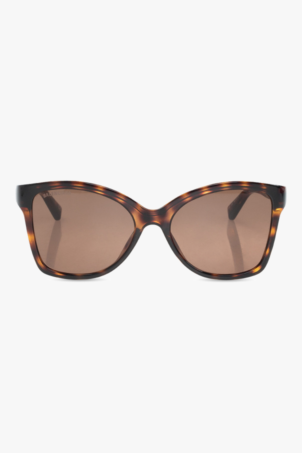 Balenciaga Palm Angels Woman's Rectangular Tortoiseshell Acetate Sunglasses With Logo